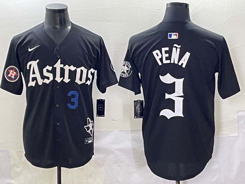 Men 2025 Houston Astros 3 Pena Black Five generations Joint Name Nike MLB Jersey style 11